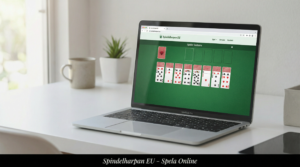 Digital sk&auml;rm som visar spindelharpan eu med en modern webbl&auml;sarbaserad spelupplevelse